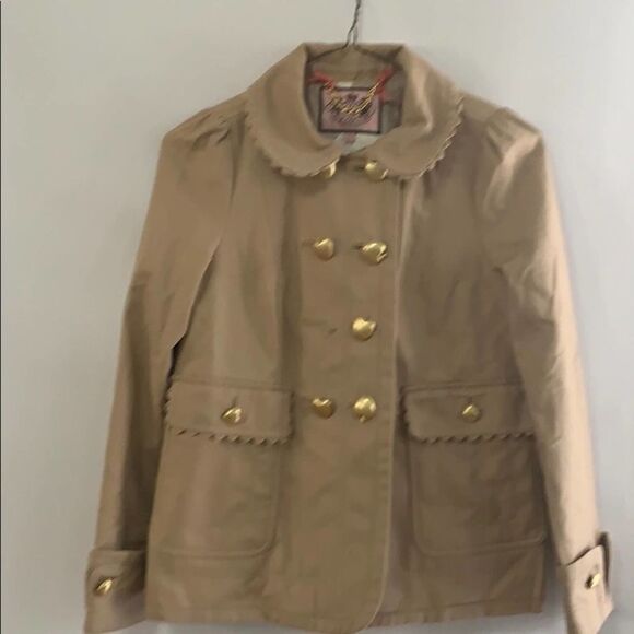 JUICY COUTURE APPLE BUTTON TAN COAT SIZE S - Picture 2 of 8